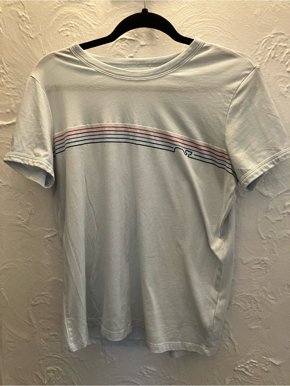 Vineyard Vines Light Blue Tee with Multi Stripe Whale